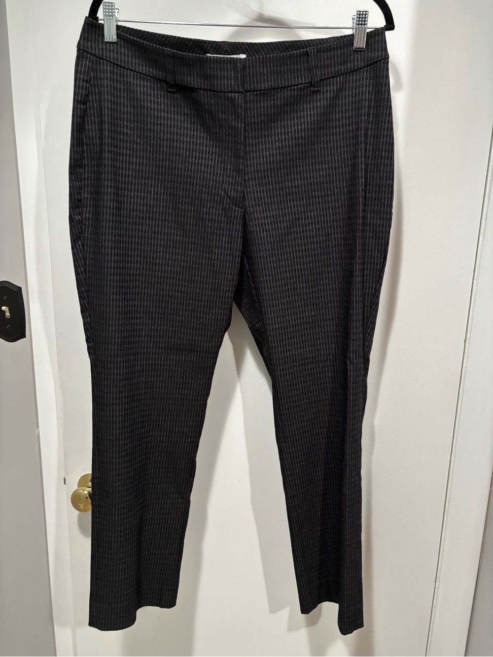 White House Black Market Black Pinstripe Slim Ankle Trousers Size 14